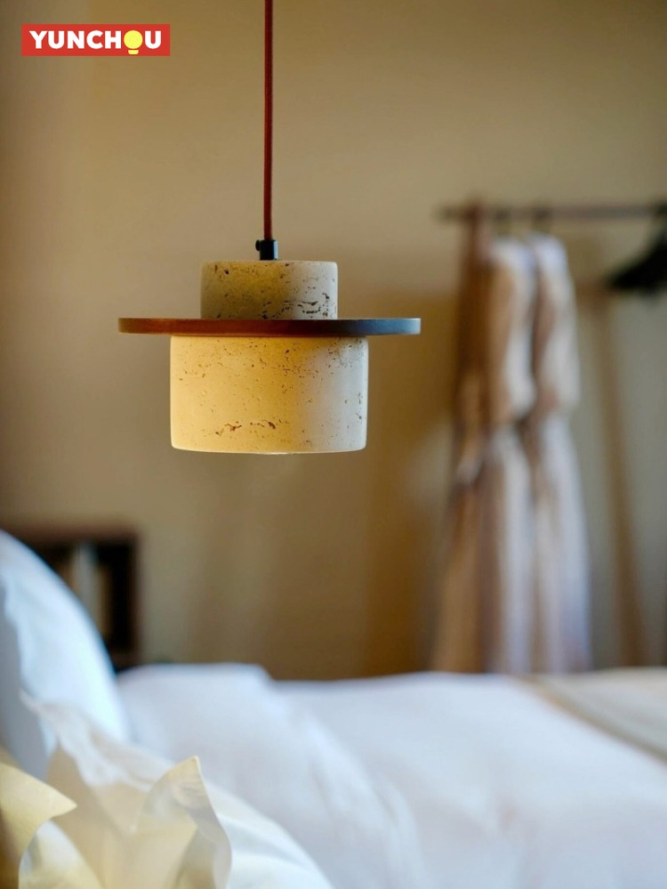 Japanese Lighting Decor - Lámpara Colgante de Piedra Amarilla Estilo