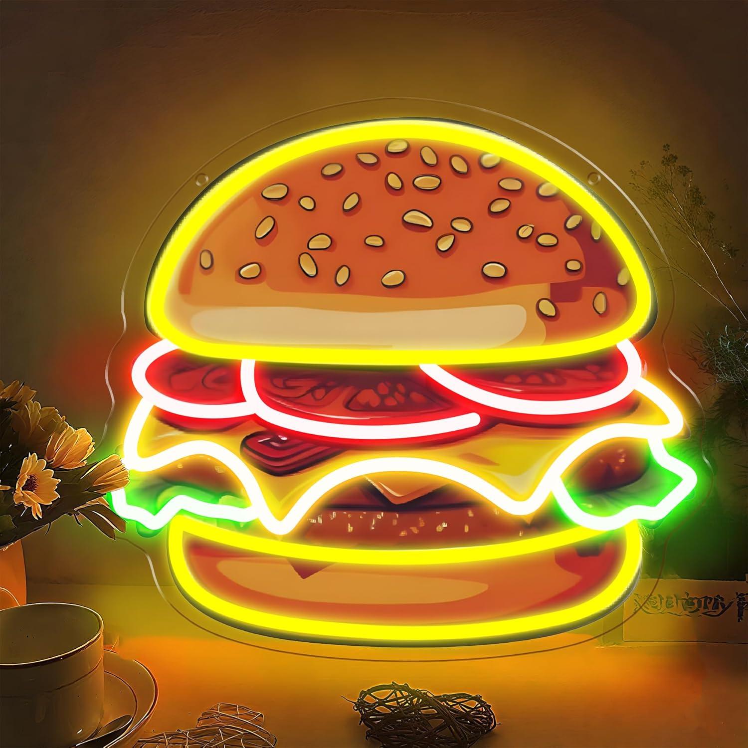 Wall Decor Lighting - Letrero Luminoso LED de Hamburguesa, Luz
