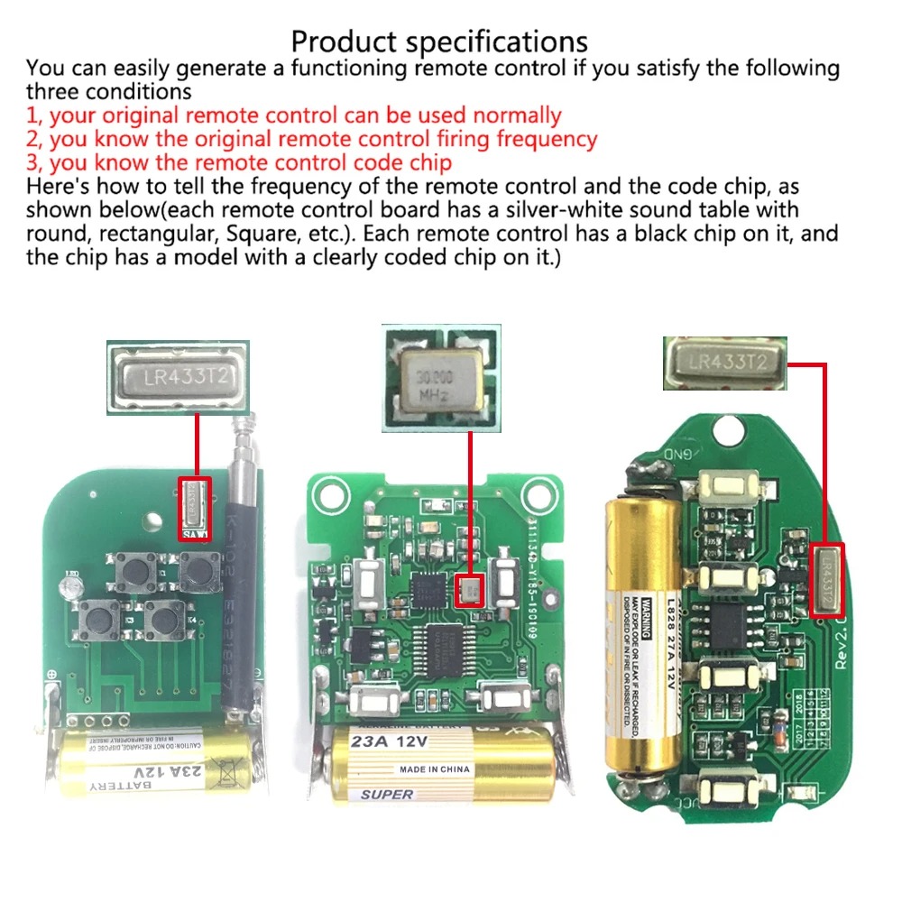 Control remoto RF de 433Mhz, b - Garage Lighting Decor reseña y precio