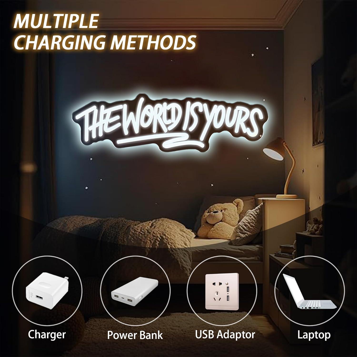 Letrero de neón The World is Y - Wall Decor Lighting reseña y precio